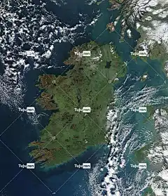 爱尔兰 空气 卫星图像 卫星照片 鸟瞰图 欧洲北部 大西洋