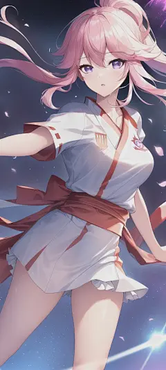 可爱 好看 动漫女孩 长发 白色裙子 美腿 手机 桌面 壁纸 