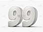 3d Shiny Silver No. 99 99 99 3d Silver Number Isol
