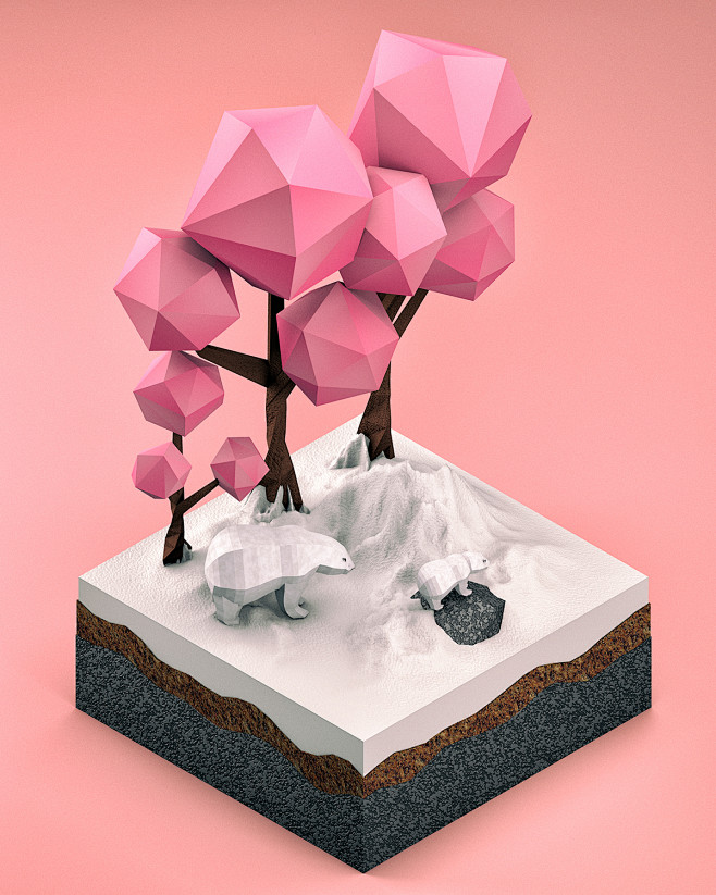 Low poly snow scene ...