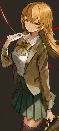 动漫 女生 信 蝴蝶结 百褶裙 手机 图片 壁纸