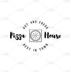 披萨盒子图标。披萨店，披萨店的标志，意大利披萨外卖。向量。