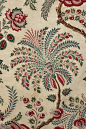 Antique French block printed Indienne fabric material printed c1860-1…