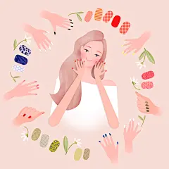 美容美妆彩妆手绘插画美女卡通人物护肤品广告海报设计素材psd-淘宝网