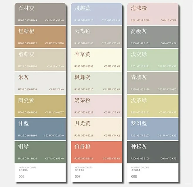 莫兰迪色系色卡分享（一）