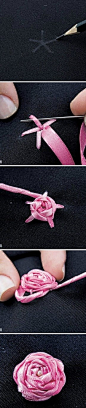 Embroidered ribbon rose
