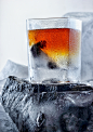 Whiskey on iceberg.Creative advertisng whiskey in arcti : Ice and whiskey