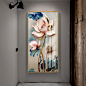 玄关水墨画走廊过道客厅装饰画背景墙荷花竖版进门新中式挂画壁画-淘宝网