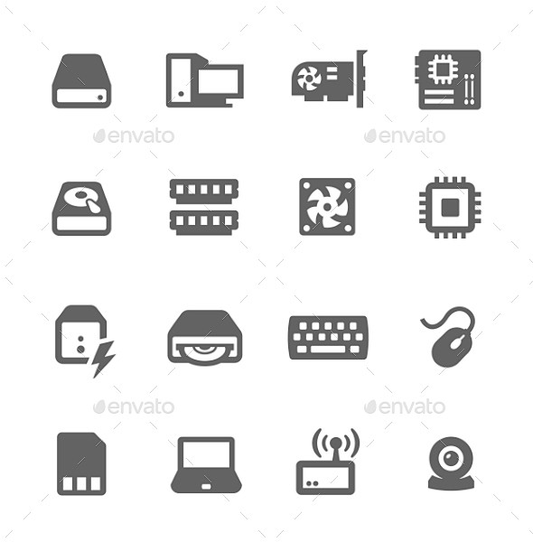 硬件图标图标——技术Hardware Icons - Technology Icons板、摄像头、cd、芯片,电路、计算机、连接、cpu、仪表 ...