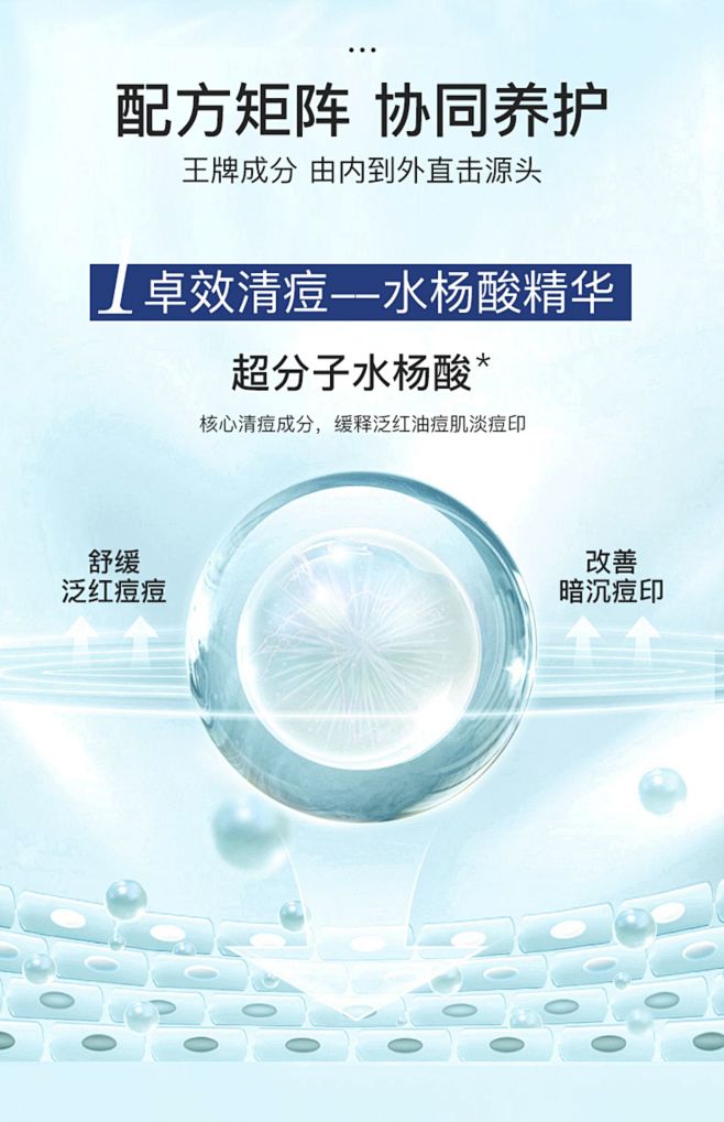 水滴熬夜祛痘精华液烟酰胺提亮补水修护水杨...
