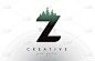 creative z letter logo idea with pine forest