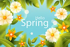 春天鲜花花卉插画背景