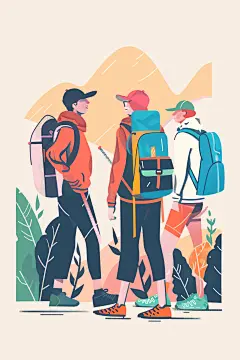 扁平风旅游户外休闲插画