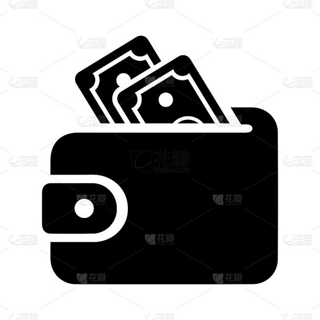 金融，钱包，支付图标。黑色的矢量图形。