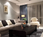 客厅简约木质沙发灰色棕色简约客厅大落地窗可以吸纳大量的阳光进入房间，保证空气流通。