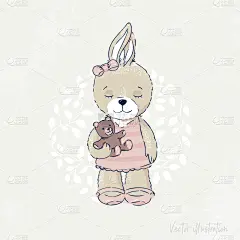可爱的,兔子,儿童,婴儿,男孩,女孩,白色,粉色,小的,收集