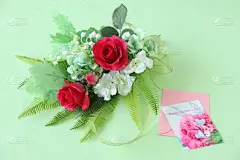 玫瑰,红色,赃物,铃兰,贺卡,彩色背景,简单,八仙花属,住宅内部,康乃馨