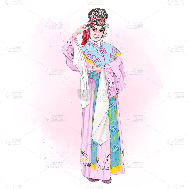 中国风彩旦戏曲人物意贴纸