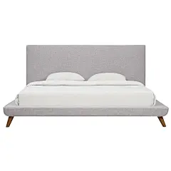 Nixon Linen Bed : Upgrade your bedroom in an instant with the beautiful Nixon Mid-century grey linen bed. The Mid-century designed Kennedy bed brings retro style to the bedroom.