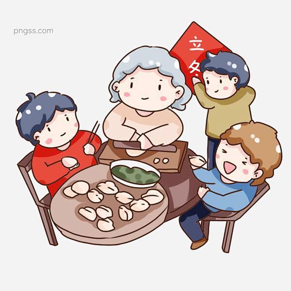 手绘卡通立冬吃饺子图片大小2000x20...