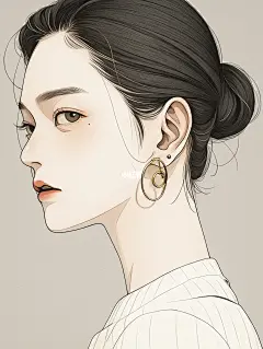 MJ头像｜优雅｜气质｜美女人物肖像插画