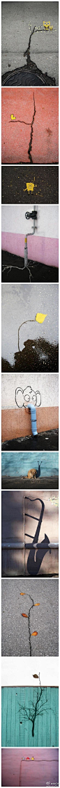 街头的小小惊喜，来自俄罗斯艺术家Alexey Menschikov的逗趣创意街头艺术。