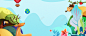 动物世界卡通户外蓝色banner 生物 矢量动物 自然 长颈鹿 马 高清背景 背景 设计图片 免费下载 页面网页 平面电商 创意素材
