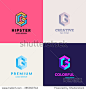 Letter "G" isometric logo design set.