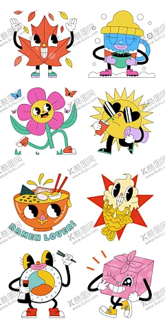 卡通人物形象设计 【酷图网】卡通,人物形象,头像,表情包,植物,吉祥物,插画,矢量,