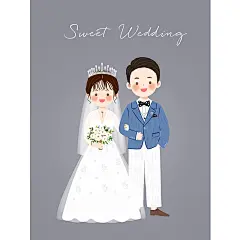 Q版卡通写实画 结婚情侣头像定制 婚礼婚纱照手绘插画 请帖设计-淘宝网