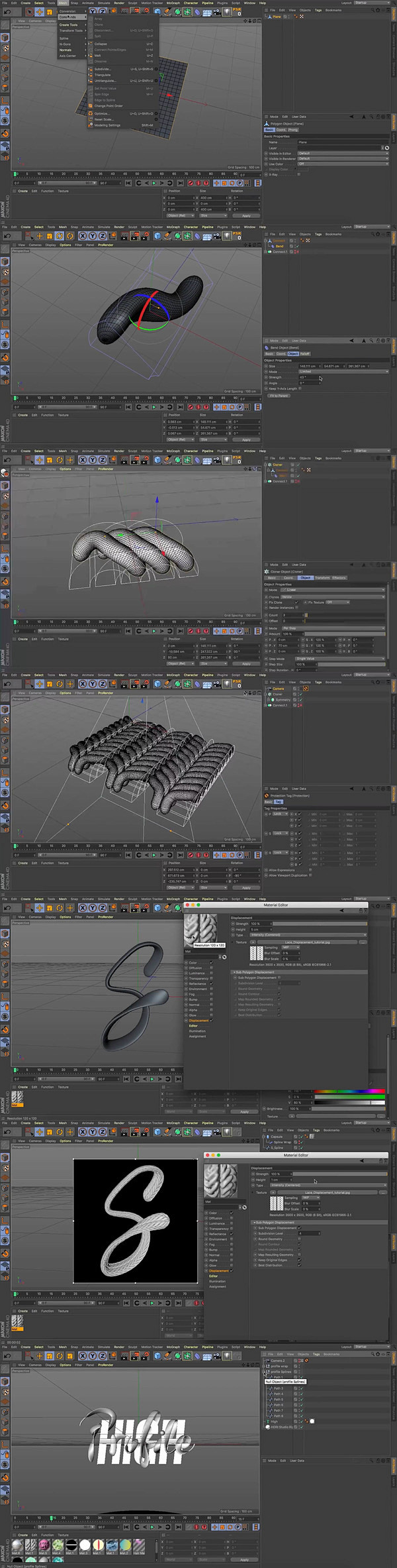 C4D 鞋带位移教程