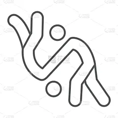 柔道,空手道,运动,标志,细的,线图标,合气道,踢