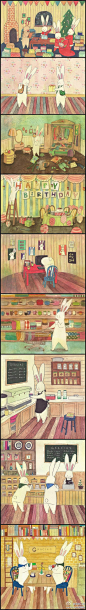 手绘工场韩国插画家Lapinfee的小兔子，温暖治愈，富有生活气息的场景，你在里面找到了自己的影子了吗？