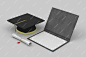 Certificate and Graduation Cap Right Side In White Background
