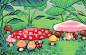 illustration and mushrooms