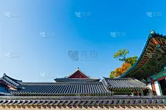 蓝色,传统,韩国,首尔,屋顶,建筑外部,昌德宫,砖墙,地形,户外_4661216066