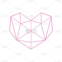 向量粉红色的心在现代几何风格。矢量插图为您的图形设计。几何标志在一个心形的形状。情人节的设计元素。