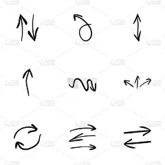 一套9手绘箭头图标