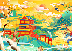 歪歪地采集到国风插画