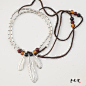 手文字 印第安 民族风 925银 羽毛 鹿皮绳 管珠 项链 原创 设计 新款 2013 手工 手工
