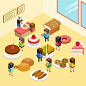 甜品蛋糕 方块小人 面包商店 人物插图插画设计AI tid249a2013