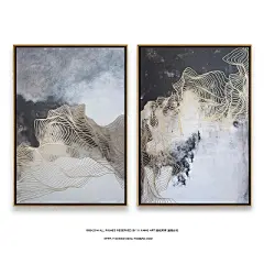 手绘抽象画空灵系列简约现代挂画客厅墙画玄关定制装饰油画-淘宝网