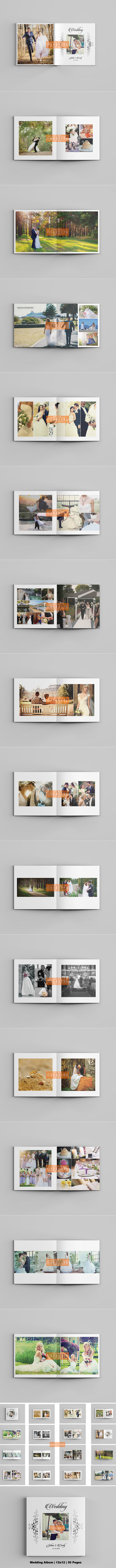 psd分层排版模版 国外婚礼摄影画册相册...