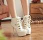 Compre más el tamaño clásico Rivet Diseño botas de cordones de tacón alto blancos con precio barato al por mayor | dress.net
