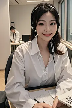 呼叫中心女性客服人物肖像摄影图