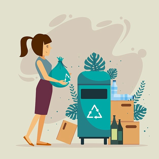 扔垃圾垃圾分类回收插画矢量图素材