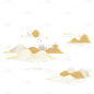 线性线条金色简约现代中国风中式抽象山水