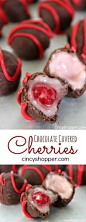 Chocolate Covered Cherries Recipe- So simple to make at home! This recipe includes the secret ingredient needed to make them gooey! Plus they are the perfect candy to gift for the holidays!