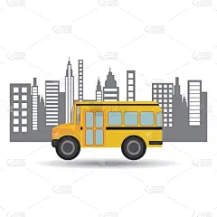 巴士,插画,背景聚焦,城市,黄色,人,概念,城镇,图像,教育