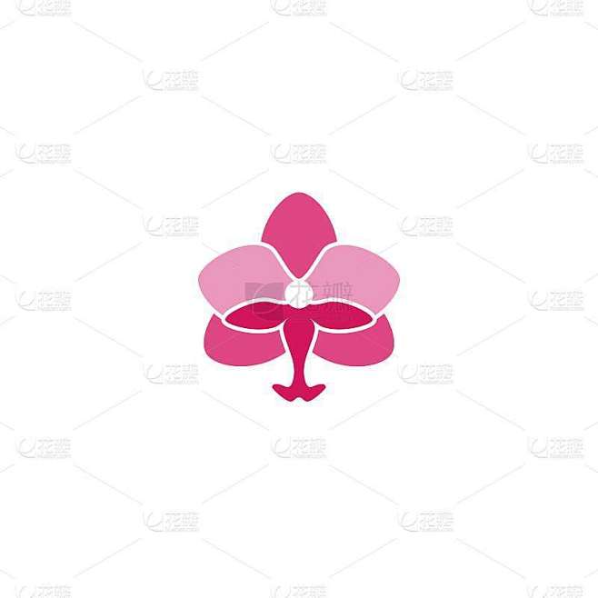 粉红色扁平兰花花的图标。孤立在白色的。矢量插图。
